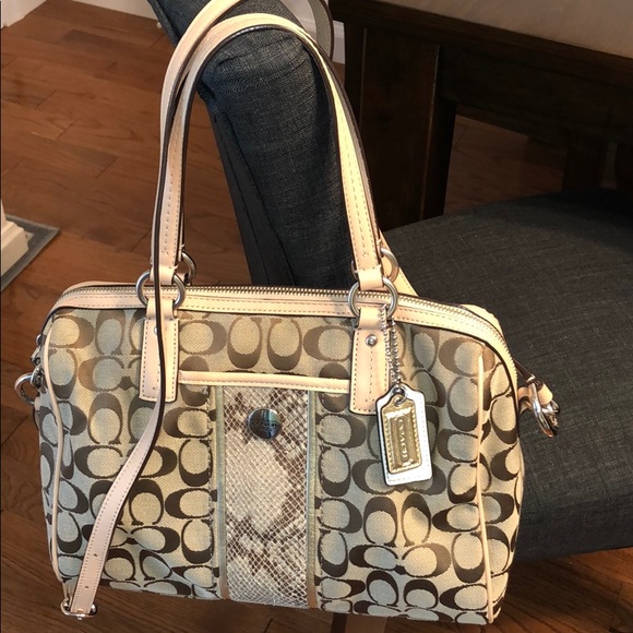 Coach Handbags - Coach Signature Python Satchel